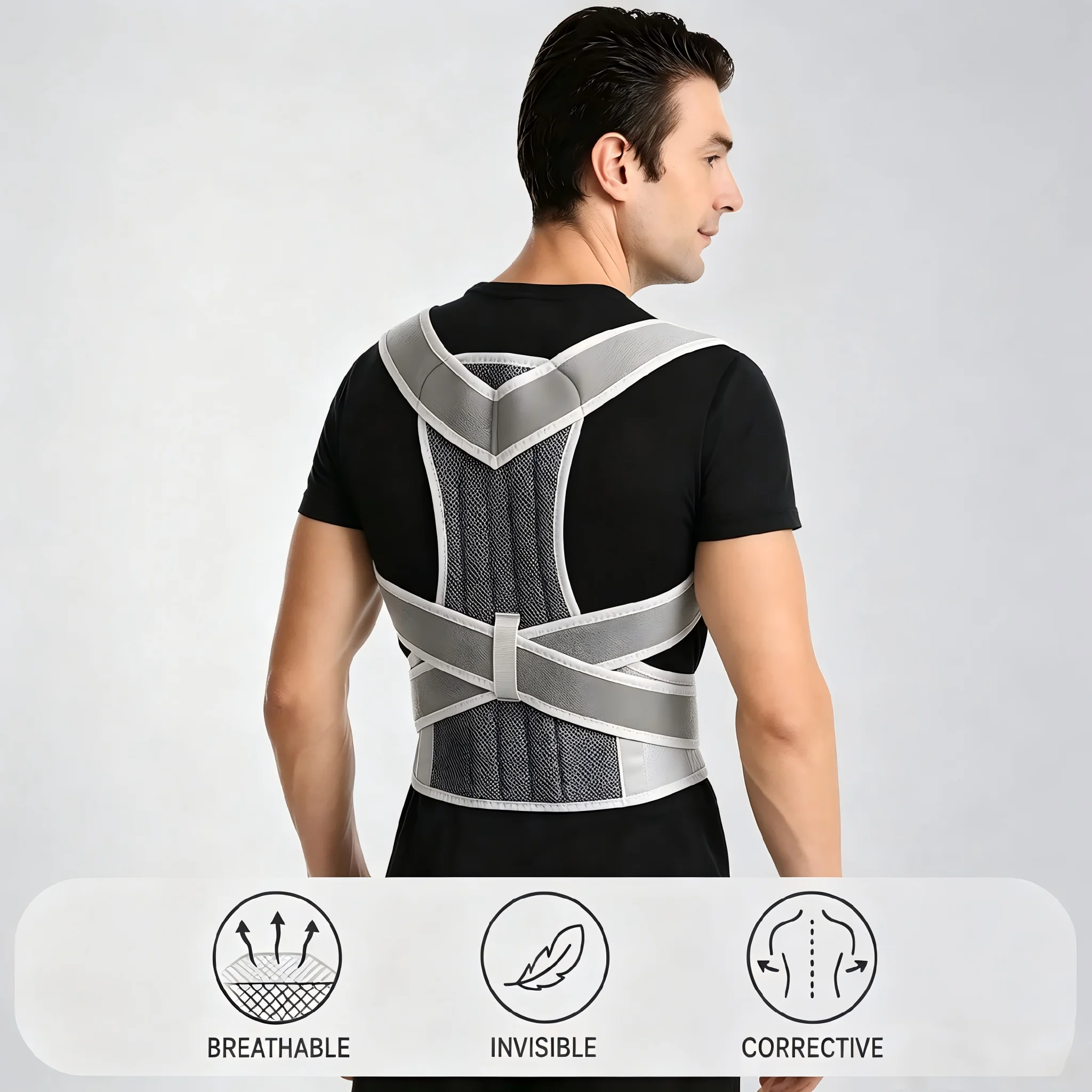 Posture Corrector Back Brace - Correttore di Postura Regolabile per Uomo